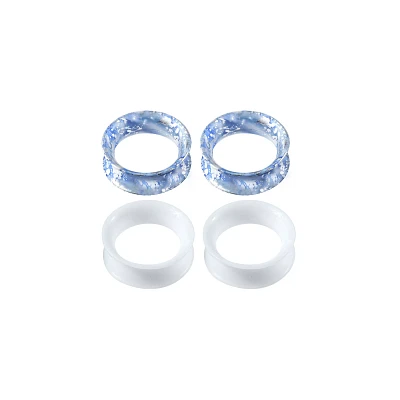 Multi-Pack Blue and White Splatter Silicone Tunnels - 2 Pair