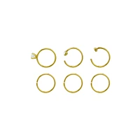 Multi-Pack Gold Plated Hoop Nose Rings 6 Pack - 20 Gauge