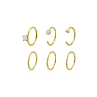 Multi-Pack Gold Plated Hoop Nose Rings 6 Pack - 20 Gauge