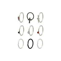 Multi-Pack CZ Cross and Dagger Nose Hoop Rings 9 Pack - 20 Gauge