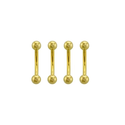 Multi-Pack Goldtone Curved Barbells 4 Pack - 14 Gauge