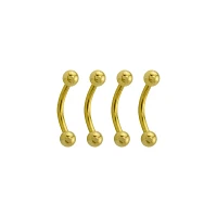 Multi-Pack Goldtone Curved Barbells 4 Pack - 14 Gauge