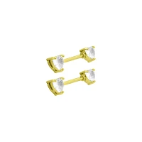 CZ Goldtone Heart Clear Gem Nipple Barbells - 14 Gauge