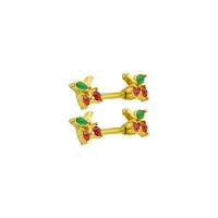 CZ Cherry Nipple Barbells - 14 Gauge