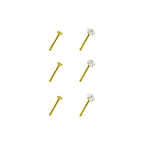 Multi-Pack CZ Square Gold Plated Nose Pins 6 Pack - 20 Gauge