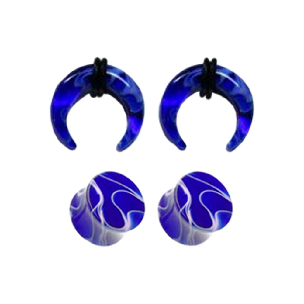 Multi-Pack Marble Acrylic Pinchers and Plugs