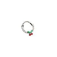 Silvertone CZ Cherry Hinged Septum Ring - 16 Gauge
