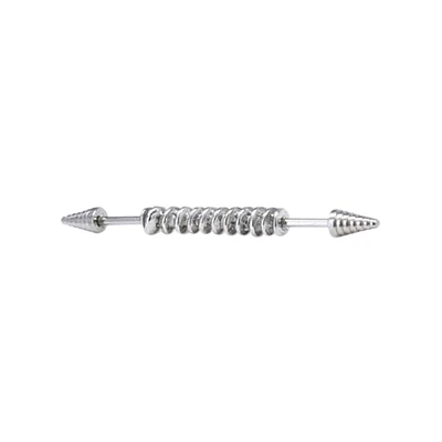 Titanium Drill Spike Industrial Barbell - 14 Gauge