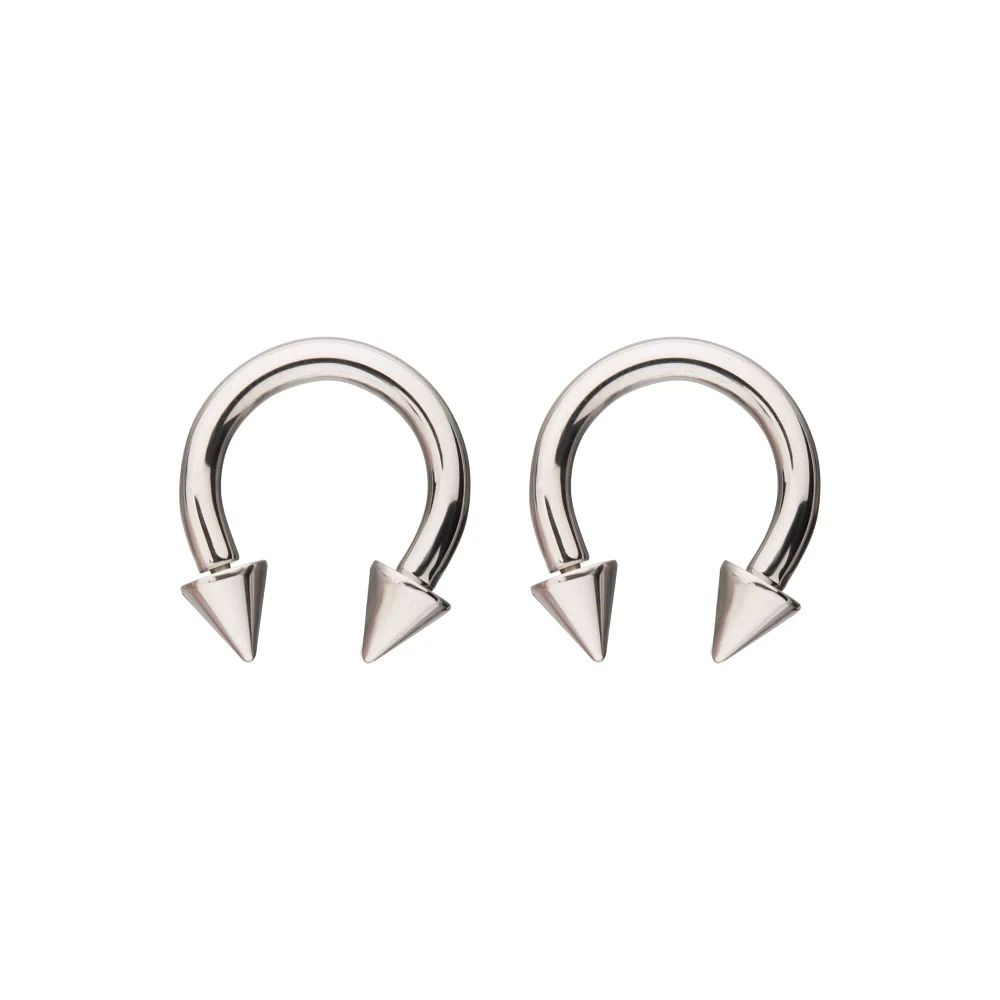 Silverplated Spike Horseshoe Rings - 8 Gauge