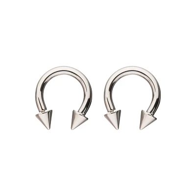 Silverplated Spike Horseshoe Rings - 8 Gauge