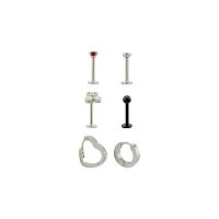 Multi-Pack CZ Labrets and Huggie Earrings 6 Pack - 16-18 Gauge