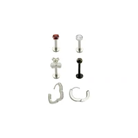 Multi-Pack CZ Labrets and Huggie Earrings 6 Pack - 16-18 Gauge