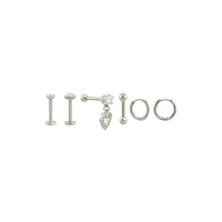 Multi-Pack CZ Labrets Cartilage and Huggie Earrings 6 Pack - 16-18 Gauge