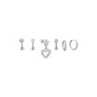Multi-Pack CZ Labrets Cartilage and Huggie Earrings 6 Pack - 16-18 Gauge
