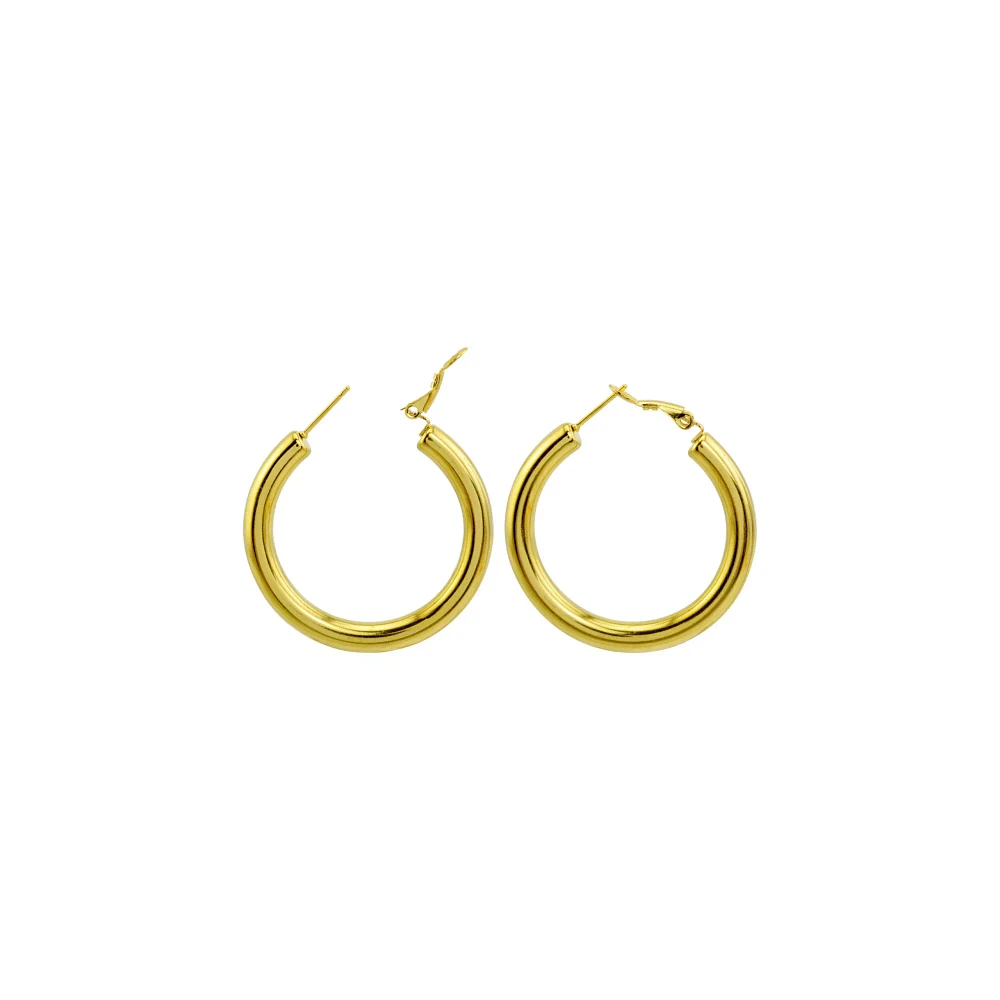 Goldtone Thick Hoop Earrings