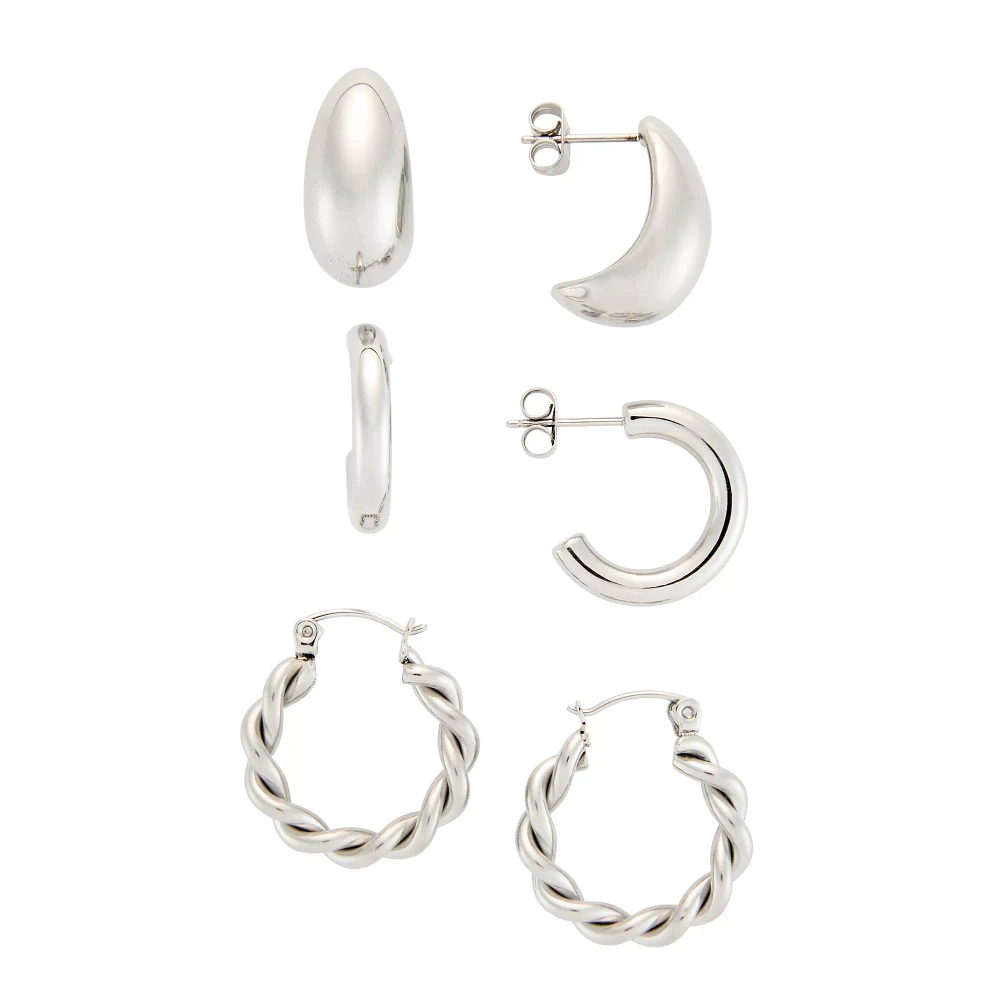 Multi-Pack Chunky Twist Hoop Earrings - 3 Pack