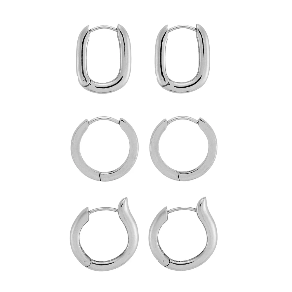 Multi-Pack Silvertone Ornate Hoop Earrings - 3 Pair
