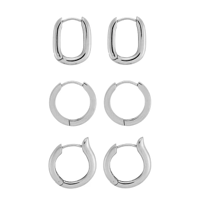Multi-Pack Silvertone Ornate Hoop Earrings - 3 Pair