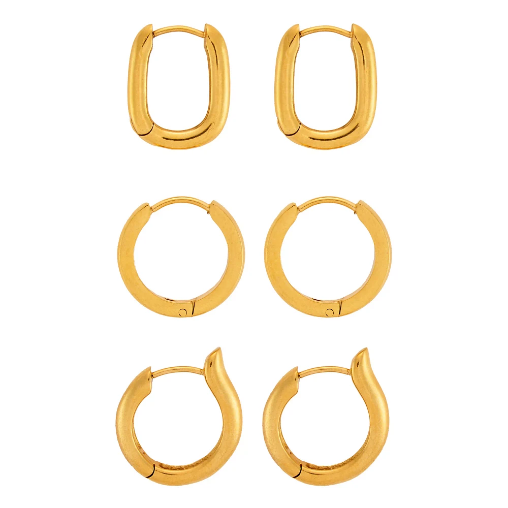 Multi-Pack Goldplated Ornate Hoop Earrings - 3 Pair