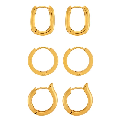 Multi-Pack Goldplated Ornate Hoop Earrings - 3 Pair