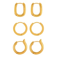 Multi-Pack Goldplated Ornate Hoop Earrings - 3 Pair