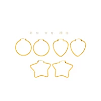Multi-Pack CZ Goldplated Star Hoop and Stud Earrings - 6 Pack