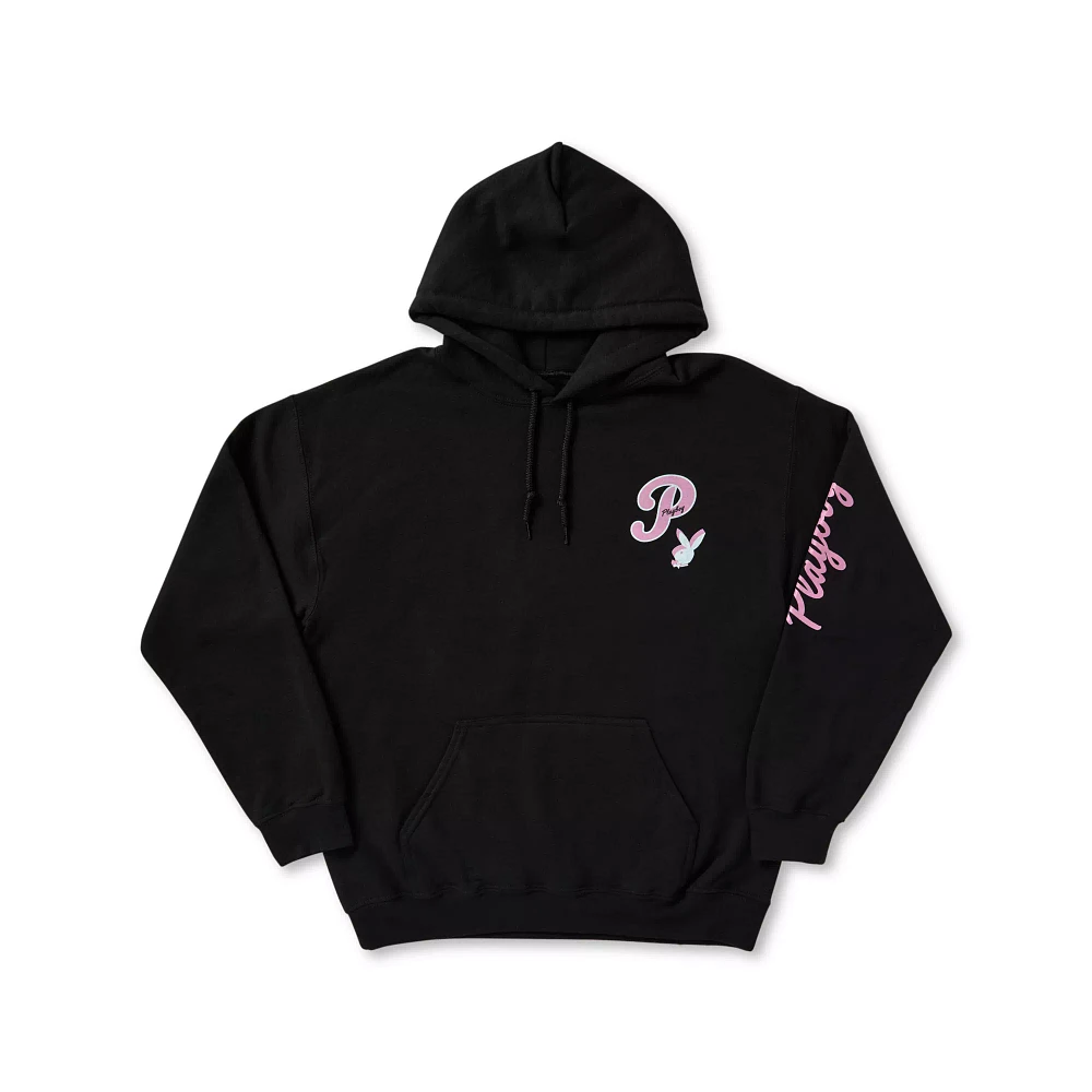 Black Playboy Bunny Print Hoodie