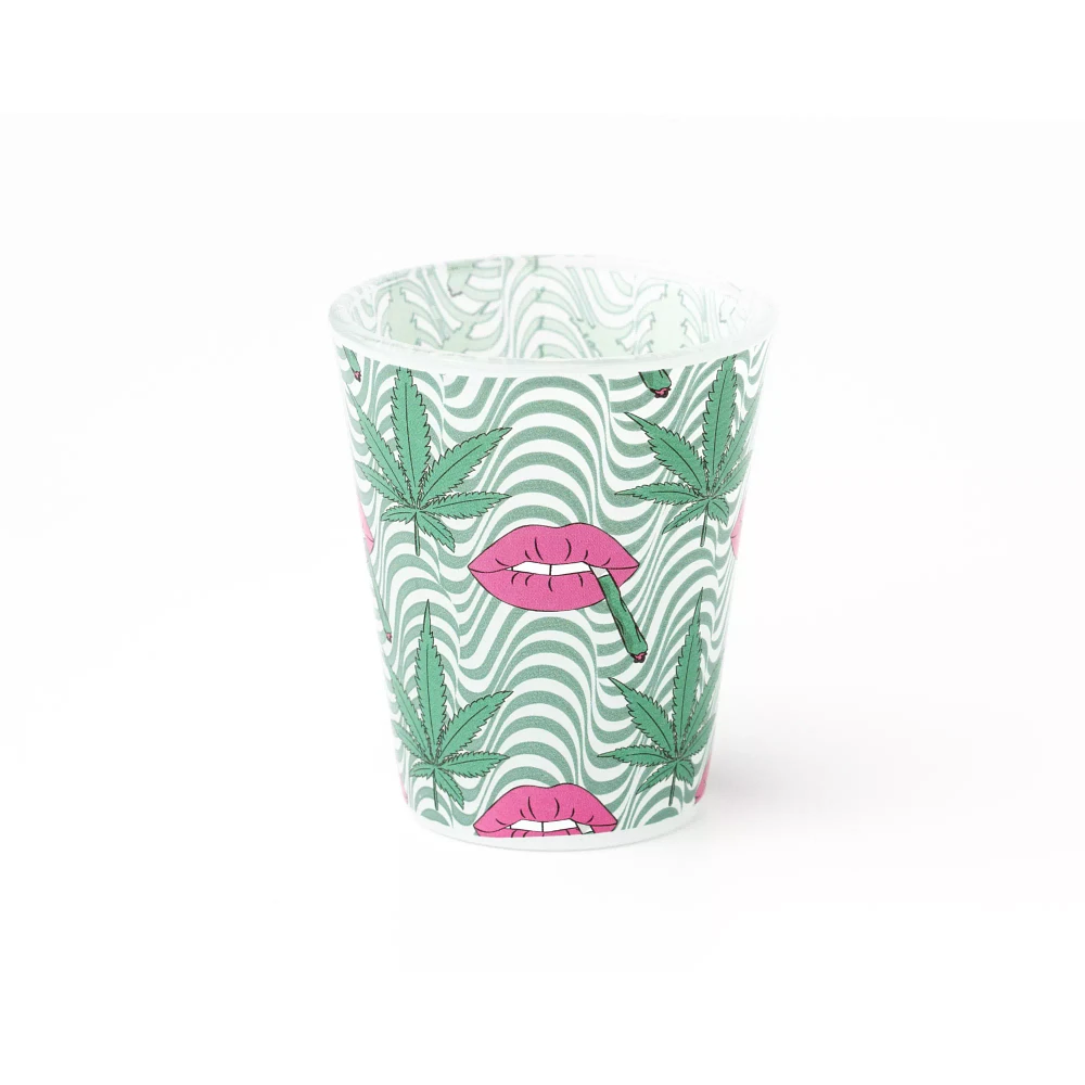 Weed Leaf Smoking Lips Shot Glass - 2 oz.