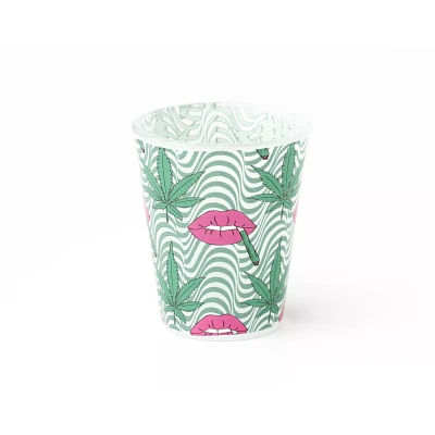 Weed Leaf Smoking Lips Shot Glass - 2 oz.