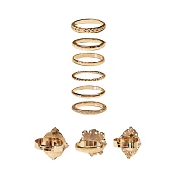 Multi-Pack Goldtone Frame Floral Rings - 9 Pack