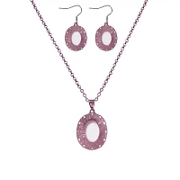 Floral Pendant Necklace and Earrings Set