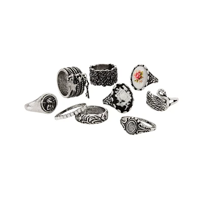 Multi-Pack Floral Assorted Rings - 9 Pack