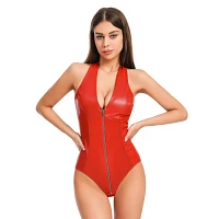 Red Pleather Bodysuit