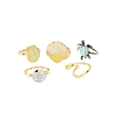Multi-Pack Turtle and Sea Life Assorted Rings - 5 Pack