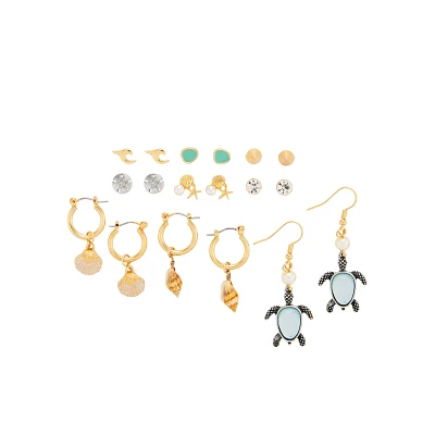 Multi-Pack Goldtone Ocean Lover Earrings - 9 Pack