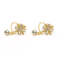 CZ Goldtone Chain Dangle Earrings