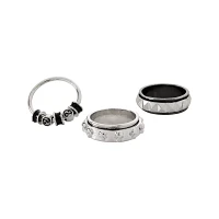 Multi-Pack Silvertone Skull Yin Yang Anxiety Rings - 3 Pack
