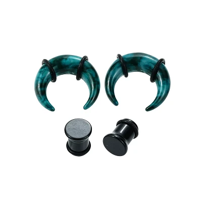 Multi-Pack Blue and Black Marble Pinchers Plugs - 2 Pair