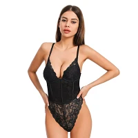 Black Lace Bodysuit with Boning