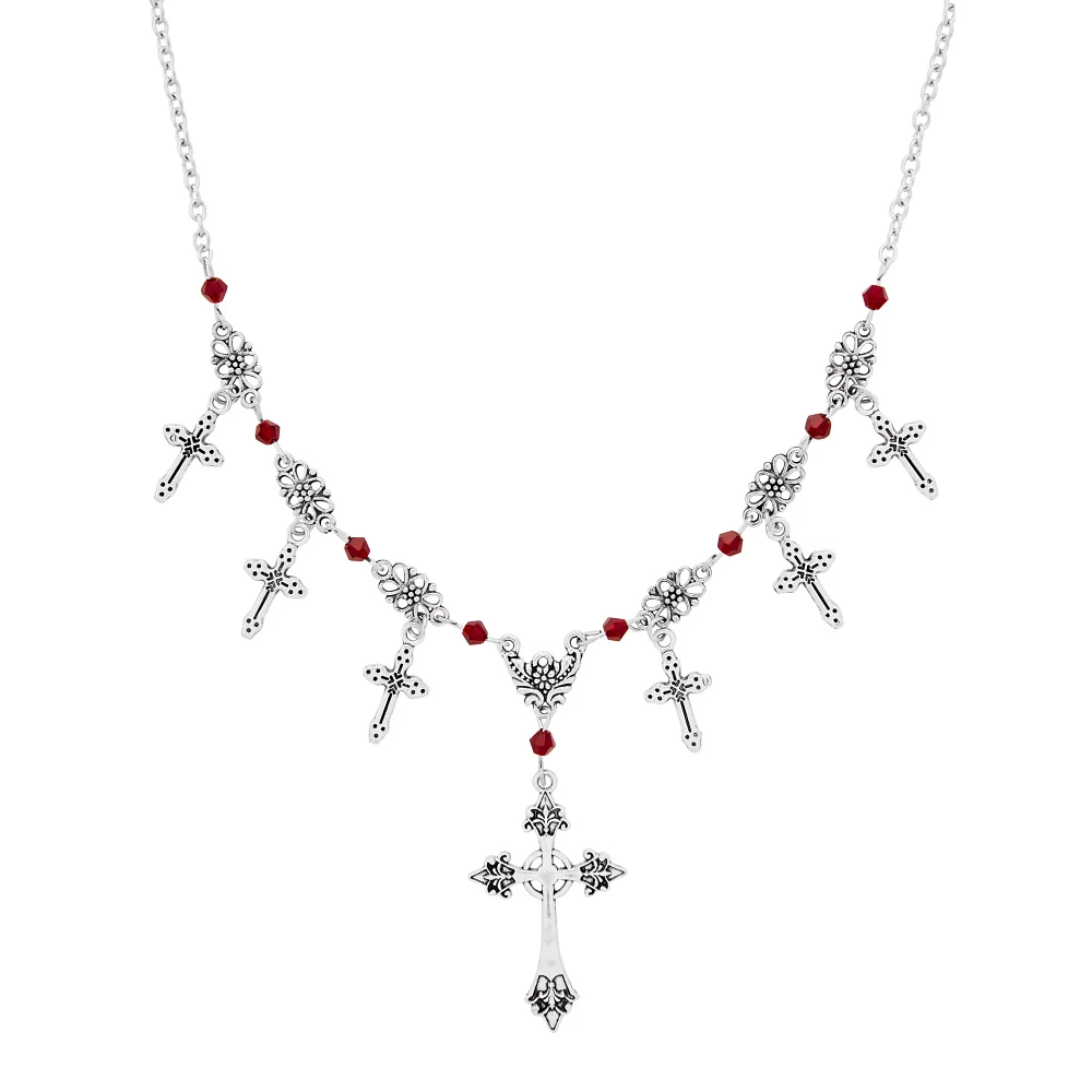 Cross Pendant Charm Chain Choker Necklace
