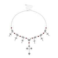 Cross Pendant Charm Chain Choker Necklace