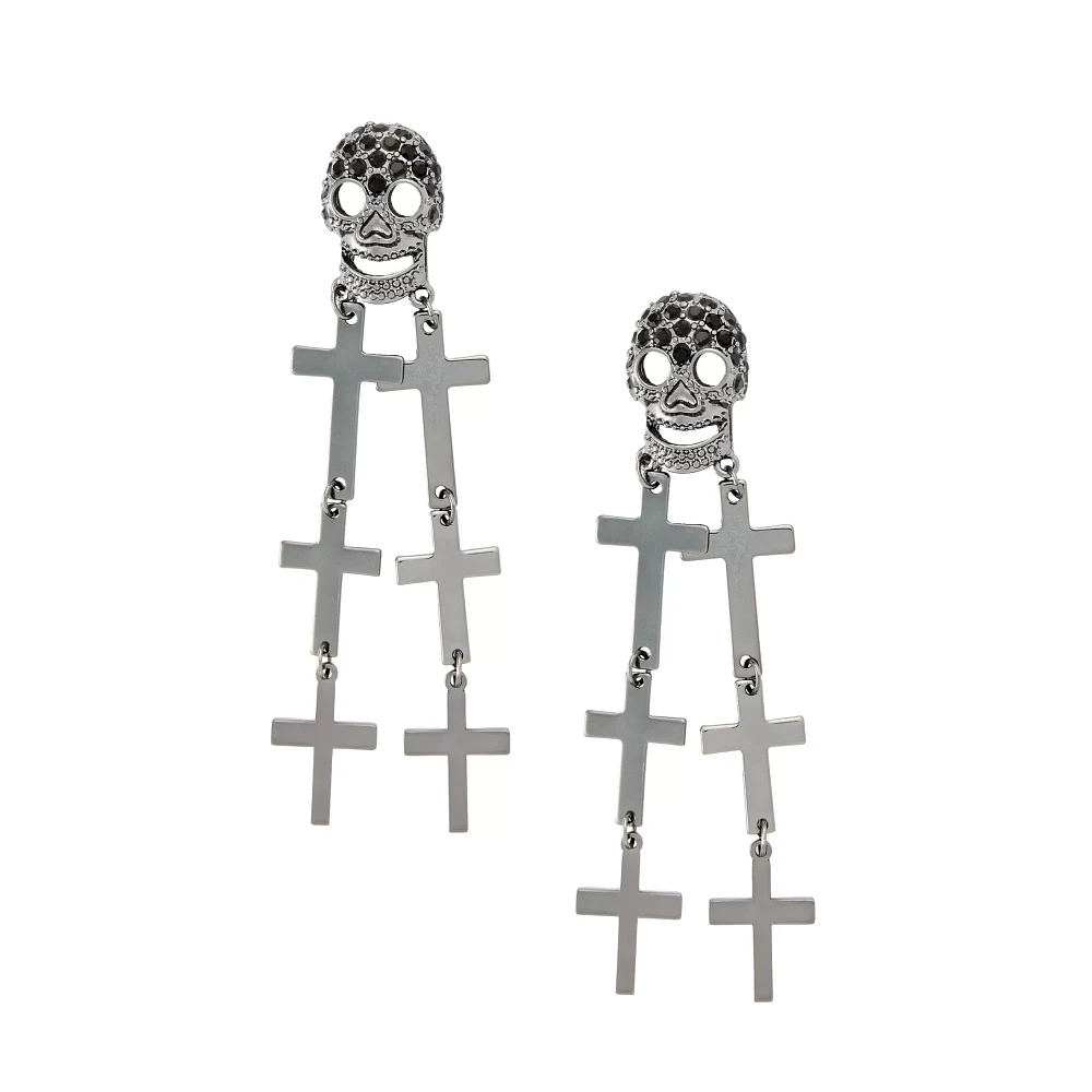 Skull and Crosses Dangle Earrings
