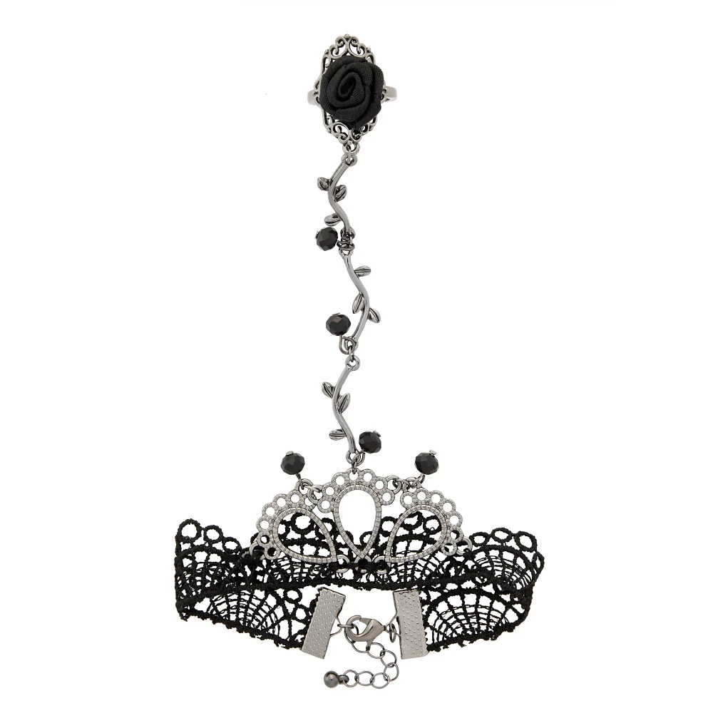 Black Lace with Rose Bracelet