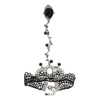 Black Lace with Rose Bracelet