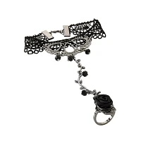 Black Lace with Rose Bracelet