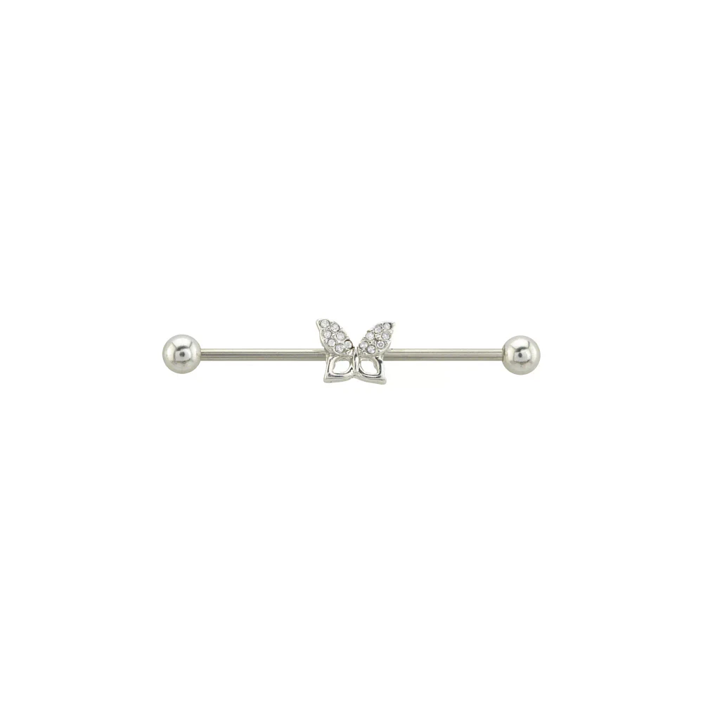 CZ Butterfly Titanium Industrial Barbell - 14 Gauge