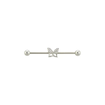 CZ Butterfly Titanium Industrial Barbell - 14 Gauge