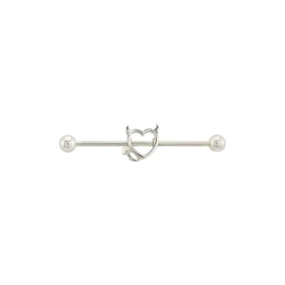 Devil Heart Titanium Industrial Barbell - 14 Gauge