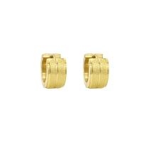 Goldtone and Silvertone Chevron Pattern Huggie Hoop Earrings