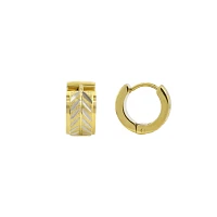 Goldtone and Silvertone Chevron Pattern Huggie Hoop Earrings